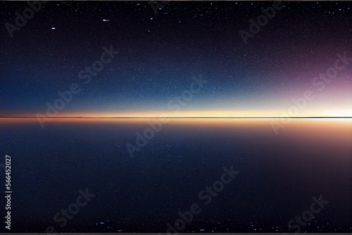 Print op canvas dark blue sky after sunset with beautiful awesome sky with moon and milky way