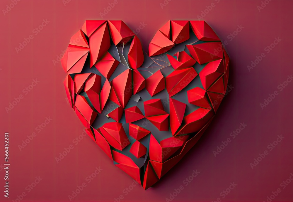Paper art Valentine's day concept banner with handmade gift box, paper cut ribbon. Generative AI. Paper art Valentine's day concept banner with handmade gift box, paper cut ribbon. Generative AI.