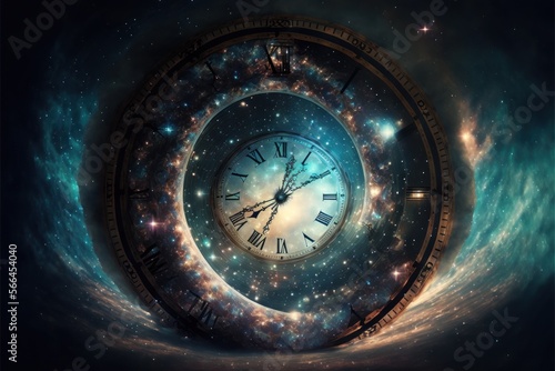 Exploring the Mysteries of Time and Space in the Infinite Universe Generative AI photo