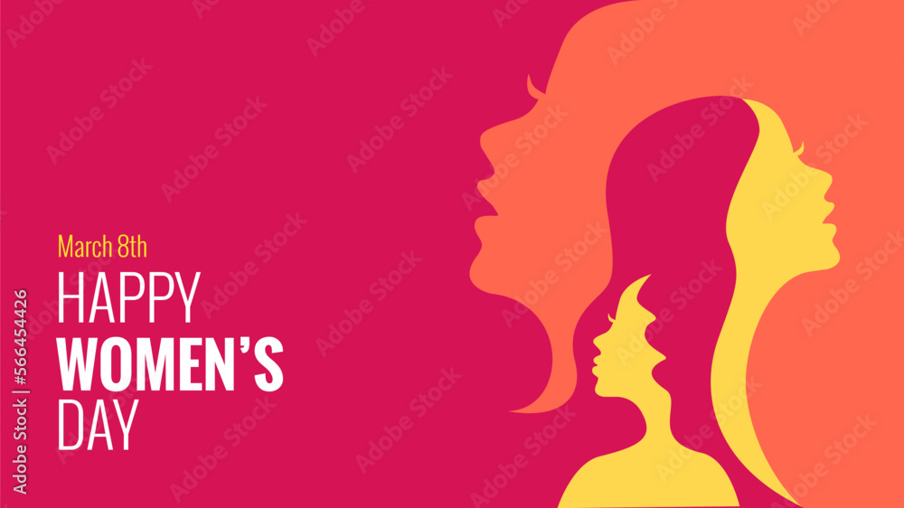 international women day poster with abstract women silhouette illustration