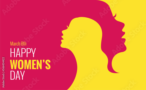 happy womens day banner template with silhouette woman illustration © margakarya
