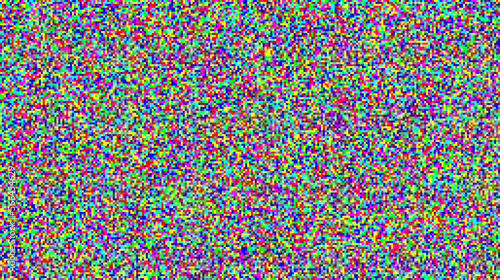 Seamless pixelated tv noise texture. Color television signal noise grain. Screen interferences and glitches. Grunge vector 
