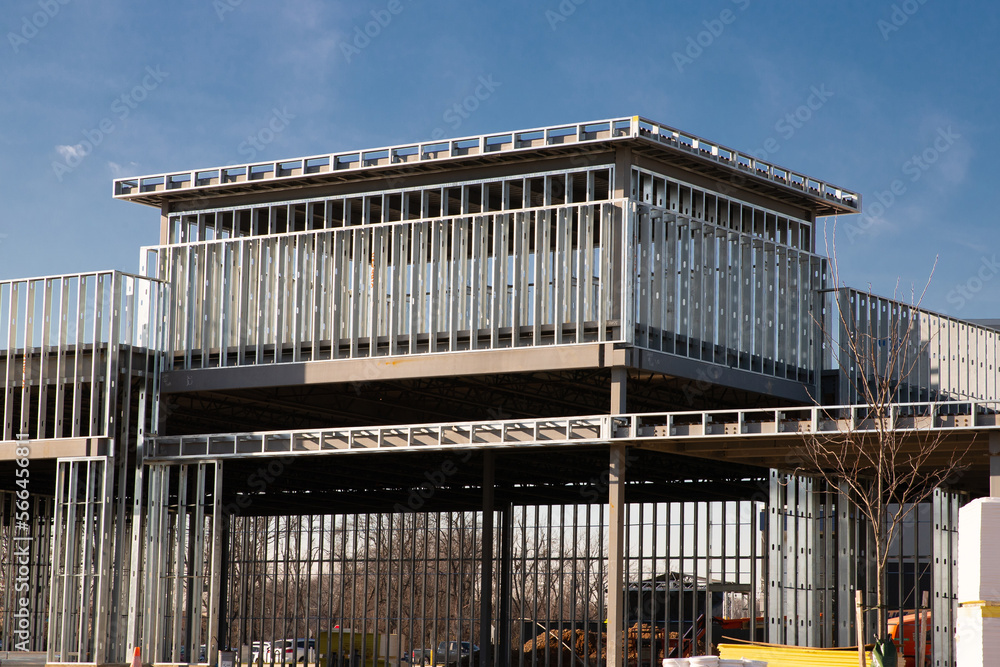 steel frame commercial building under construction steel frame commercial building under construction
