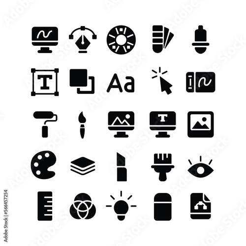 Graphic Design Icon Set with Glyph Style