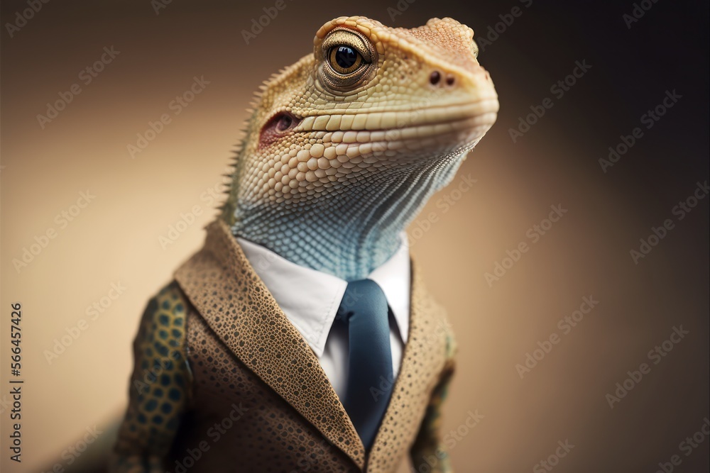Portrait of a Reptile lizard dressed in a formal business suit, generative ai
Portrait of a Reptile lizard dressed in a formal business suit, generative ai