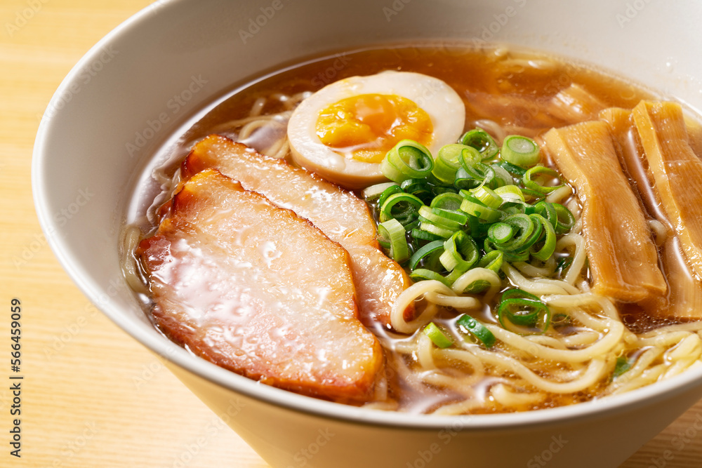 Ramen noodles on the table.