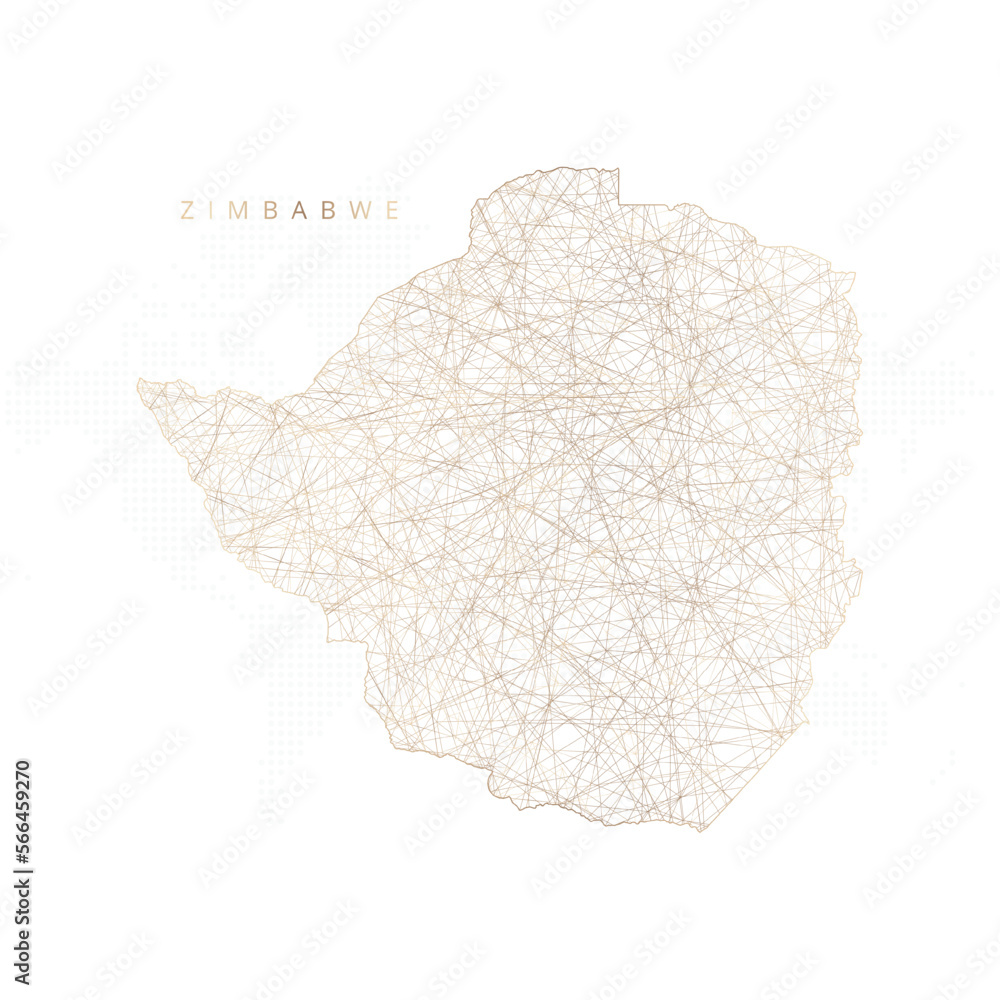 Low poly map of Zimbabwe. Gold polygonal wireframe. Glittering vector with gold particles on white background. Vector illustration eps 10. Low poly map of Zimbabwe. Gold polygonal wireframe. Glittering vector with gold particles on white background. Vector illustration eps 10.