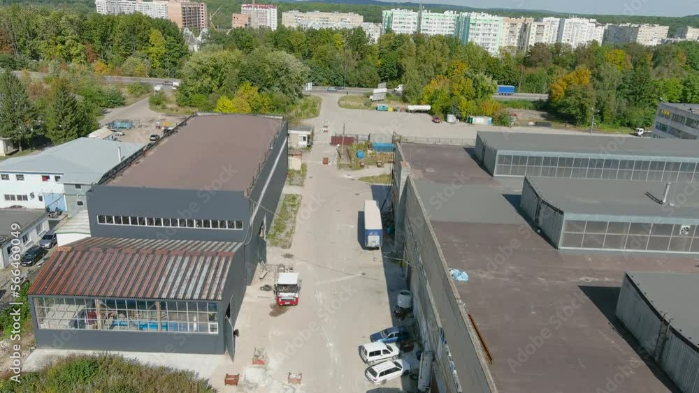 Aerial Top View Of Industrial Zone And Technology Park At Daytime. Modern Factory. Aerial Top View Of Industrial Zone And Technology Park At Daytime. Modern Factory.