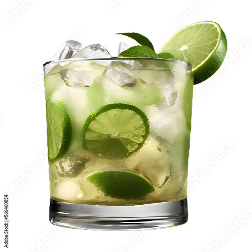 caipirinha, mojito cocktail isolated on transparent background