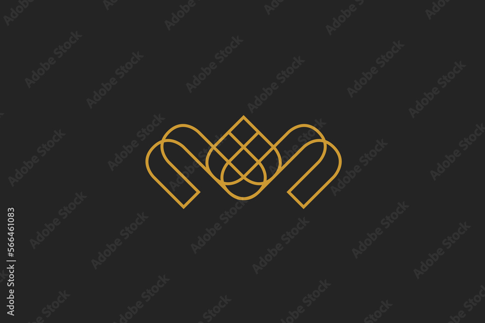 Illustration vector graphic of line art luxury letter M Illustration vector graphic of line art luxury letter M