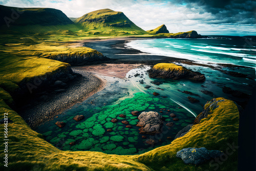 Colorful Celtic Coastline, Landscape, Generative A!