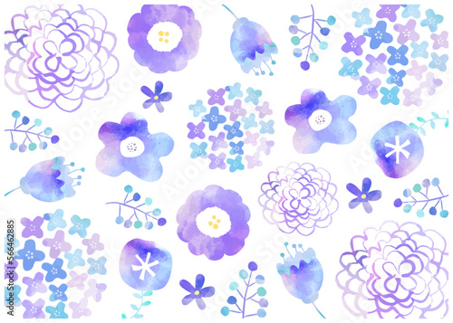 北欧風水彩草花柄背景