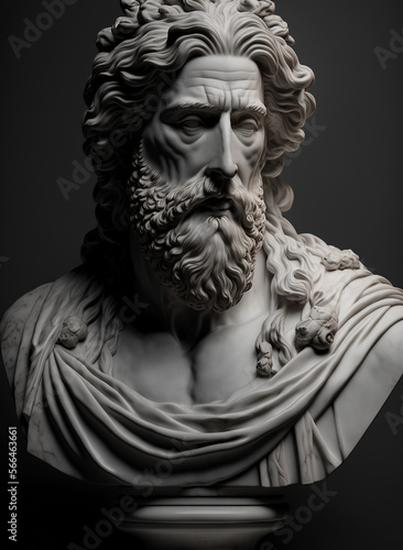 Marble bust of a man with beard depicting Evangelist St. John, created with Generative AI technology