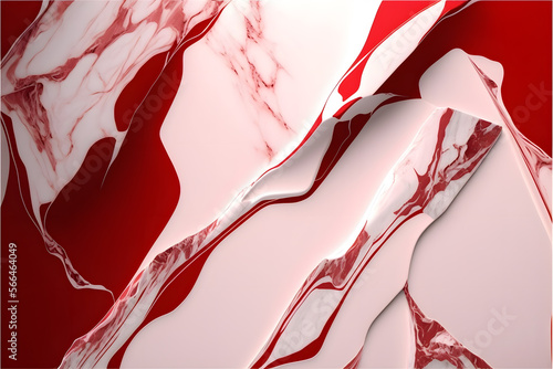 Plain red and white smooth marble background made with Generative AI technology