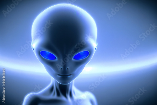 Mysterious alien in blue tones With Generative AI