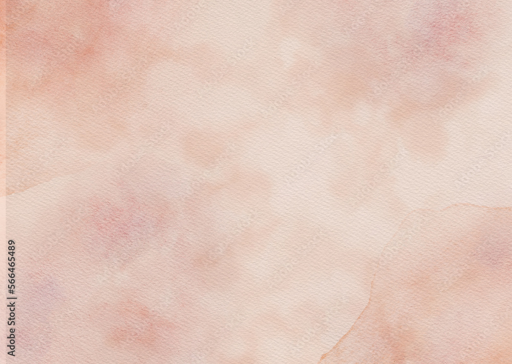 Fototapeta premium Peach watercolor background, Modern art painting watercolor splash and stains in elegant orange
