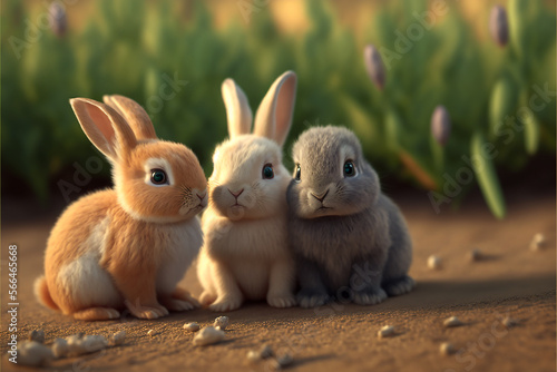 AI generated image of group rabbit with low light