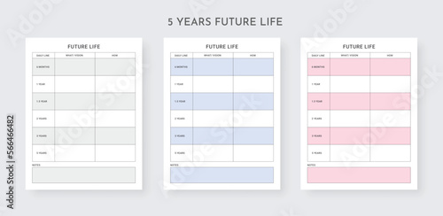 5 Year Feture Life, Five-Year Ambitions and Dreams Planner, Life Dreams and Goals Organize