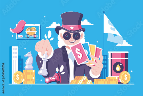global economy rulers illustration background
