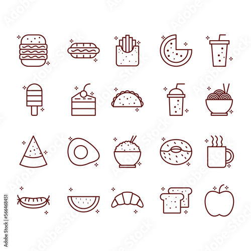 Food line icons set isolated on white background vector image