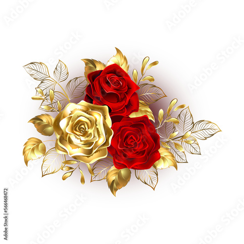 Three Jewelry Roses with glowing
