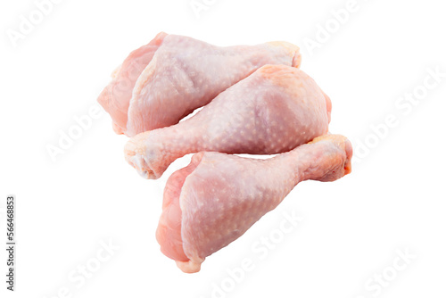 Raw chicken legs isolated on white background with clipping path. chicken drumstick close-up photo