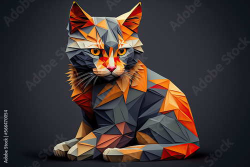 Cat  Polygonal graphics  Generative AI