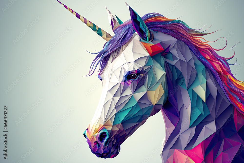 Obraz premium Unicorn, Polygonal graphics, Generative AI