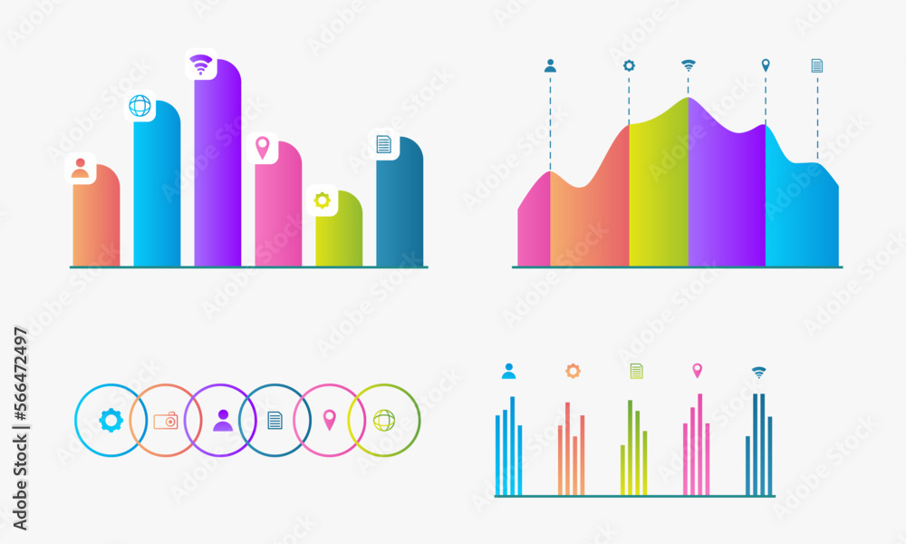 Set of Various Bar Chart Graph Diagram Statistical Business Infographic Element