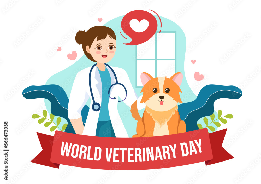 World Veterinary Day on April 29 Illustration with Doctor and Cute