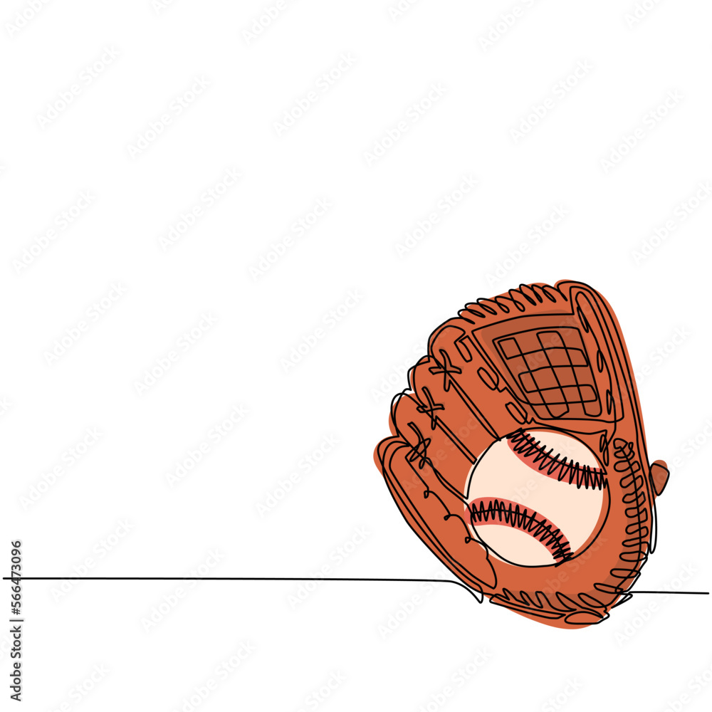 Continuous one line drawing baseball tournament flyer, poster template