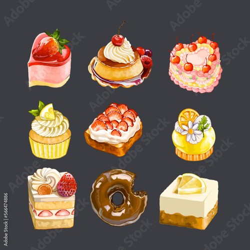 Cake watercolor vector design elements