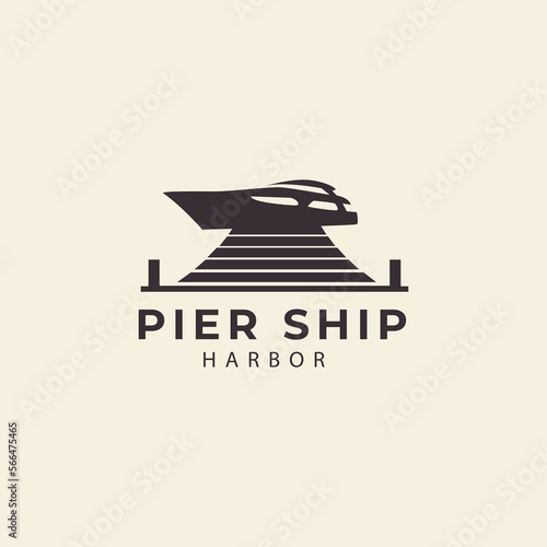 wharf,harbor,ship,hipster logo vector icon symbol illustration design for brand,company,template