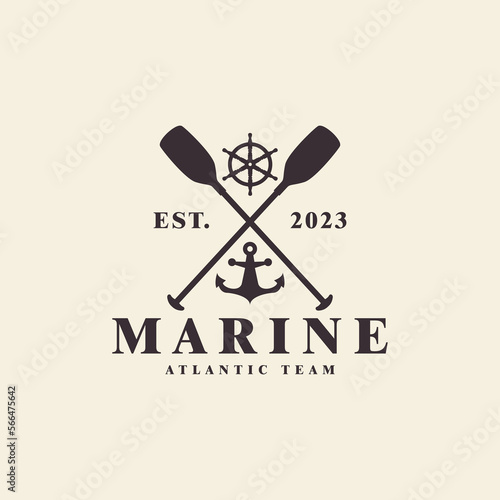 nautical logo with retro style design for brand,company,team,shop,vector design