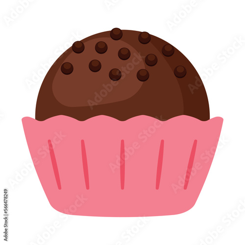 Cute Chocolate Candy Bonbon Ball in Cup Icon Vector Illustration