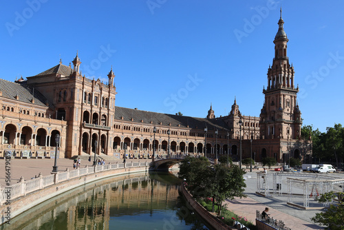 Details of Spanish Architecture on Plaza de Espana in Sevilla