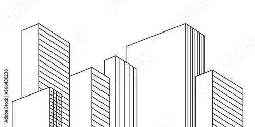 Architectural background. Tall buildings line art banner for website header template. Modern horizontal background. Abstract wallpaper. Vector EPS 10