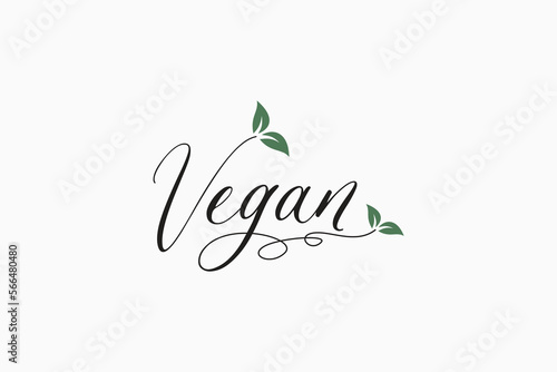 Vegan logo with a combination of vegan lettering, and leaves for any business, especially restaurants, cafes, stores, etc.