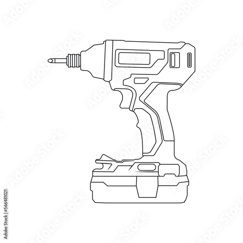 Hand Drill Outline Icon Illustration on Isolated White Background