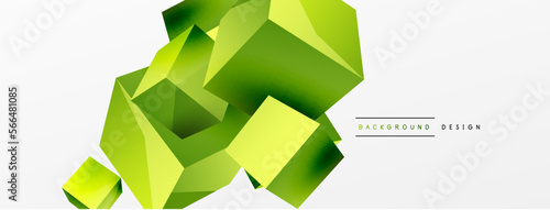 3d cubes vector abstract background. Composition of 3d square shaped basic geometric elements. Trendy techno business template for wallpaper, banner, background or landing