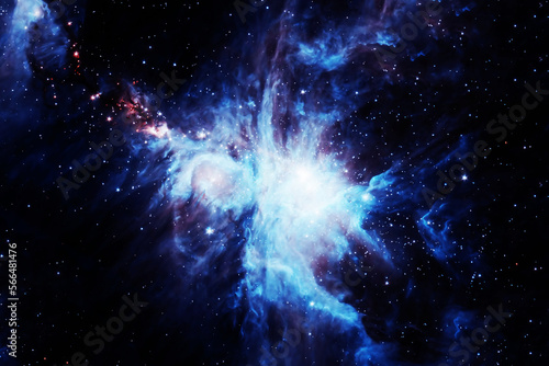 Fototapeta Naklejka Na Ścianę i Meble -  Blue space nebula with stars. Elements of this image furnished by NASA