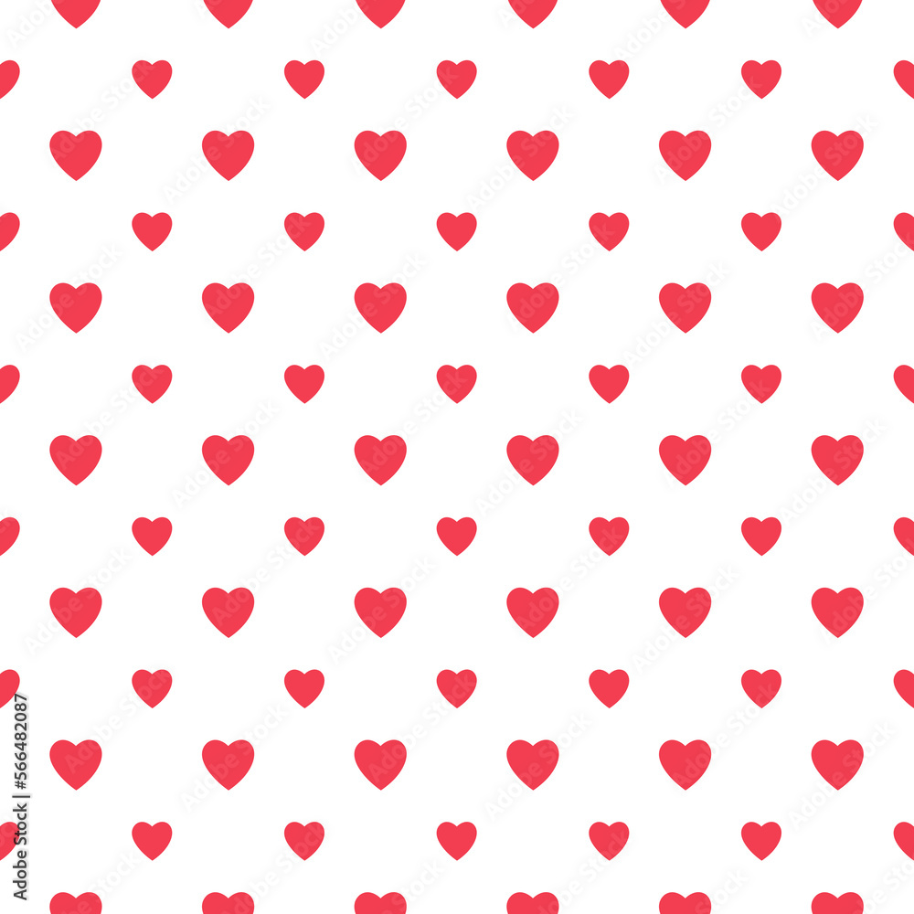  Red Hearts Happy Valentines Day.Hearts gold seamless pattern on white background

