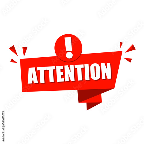 Attention red paper speech bubble. Exclamation mark icon design. Priority advice, paying attention .Vector illustration.