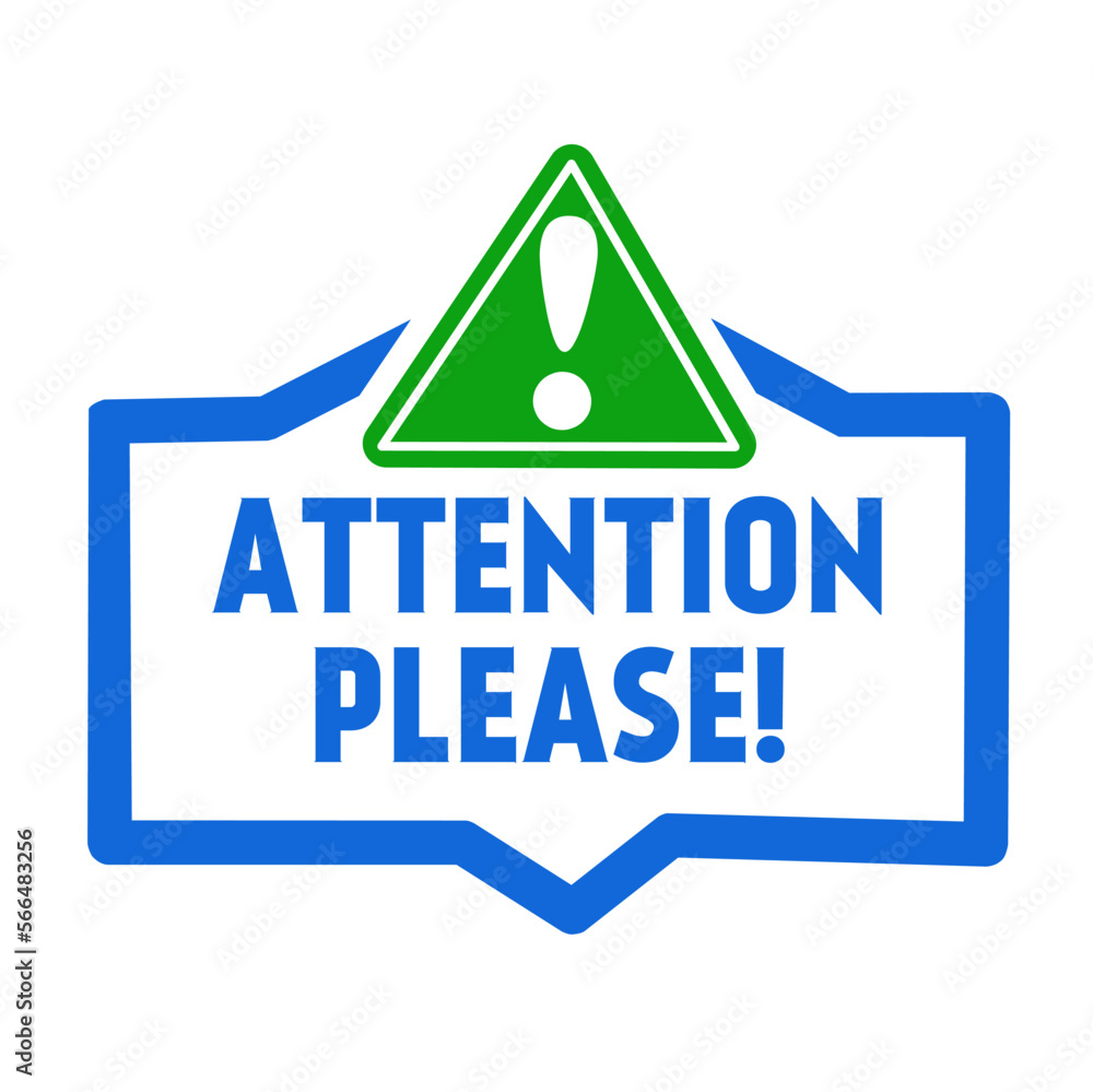 Obraz premium Attention Please Badge Vector With Exclamation Mark Icon design. Attention sign icon. Warning sign alert. Important announcement label. vector illustration