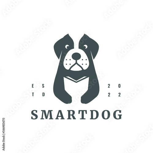 boston terrier dog puppy pet mammal happy logo design vector