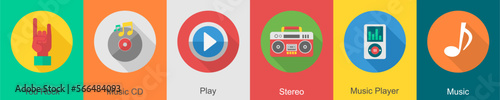 A set of 6 music icons as you rock, music cd, play Free Download A set of 6 music icons as you rock, music cd, play - GFXLoad