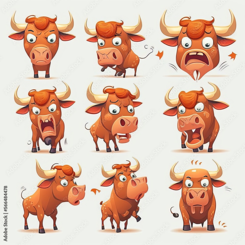Obraz premium Bull Collection Of Emotions