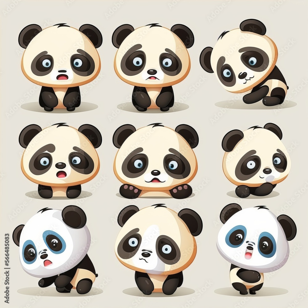Fototapeta premium Panda Collection Of Emotions