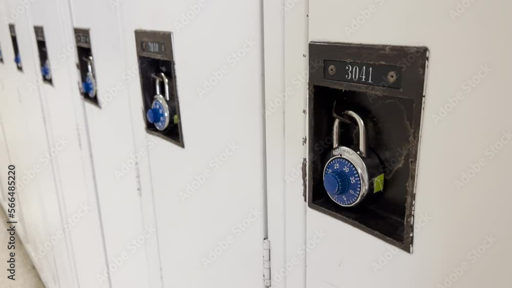 Slow rotation of school lockers in hallway Slow rotation of school lockers in hallway