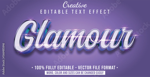 Text style effect with Glamour theme style. Editable text style graphic element.